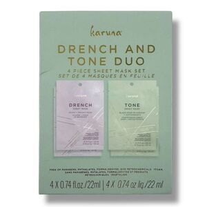 Karuna Skincare Drench And Tone Sheet Mask Box Set Of 4 Hydrate Brighten NWT